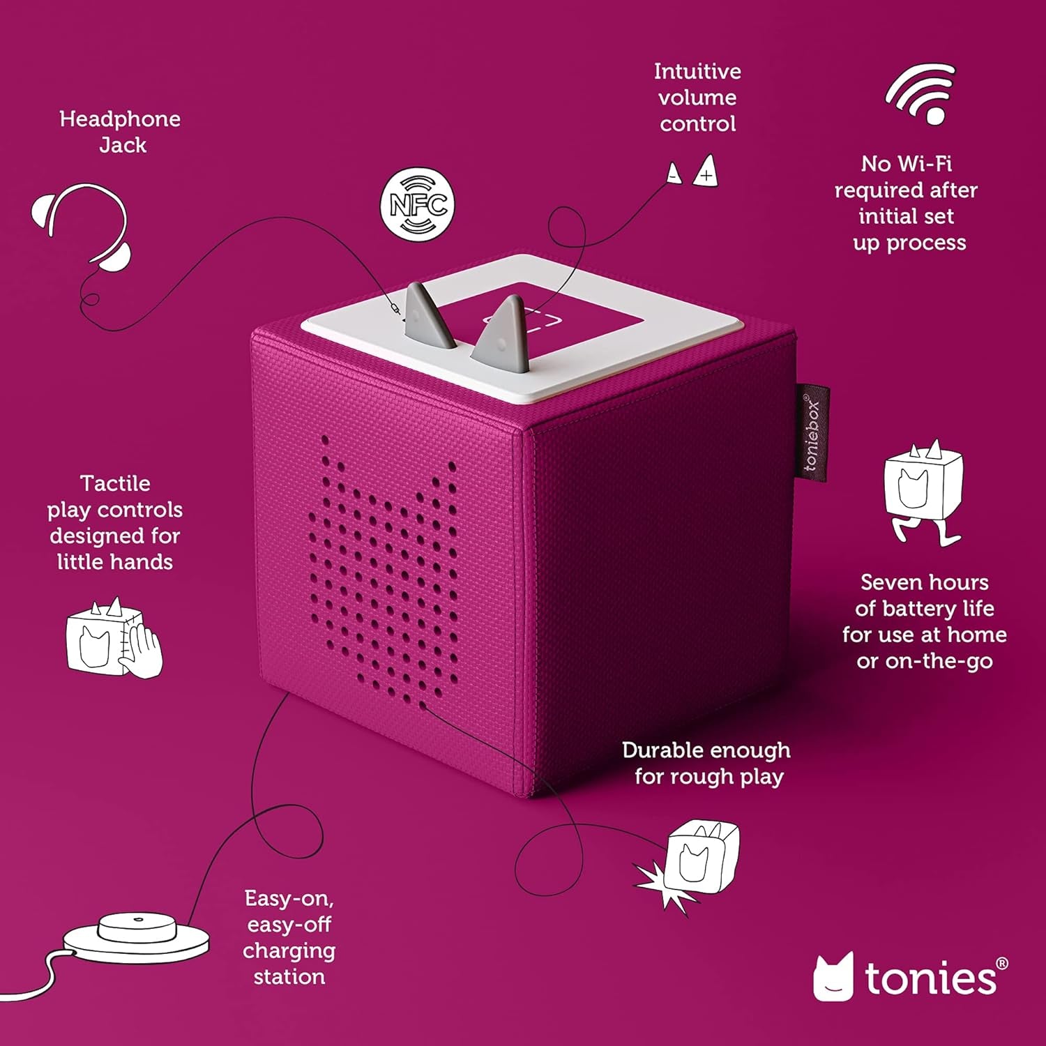 Toniebox Audio Player Starter Set with Playtime Puppy - Listen, Learn, and Play with One Huggable Little Box - Purple
