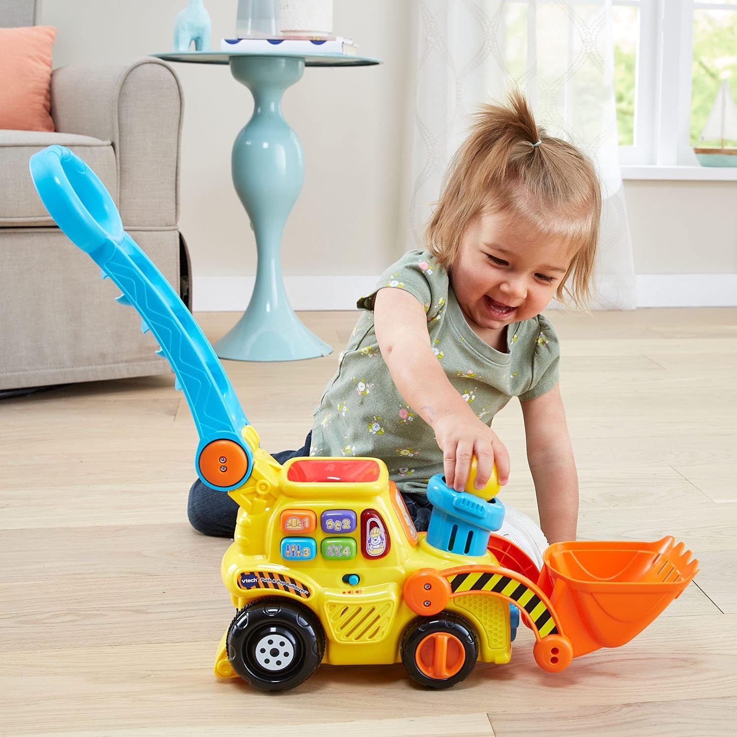 Pop-A-Balls Push and Pop Bulldozer, Yellow
