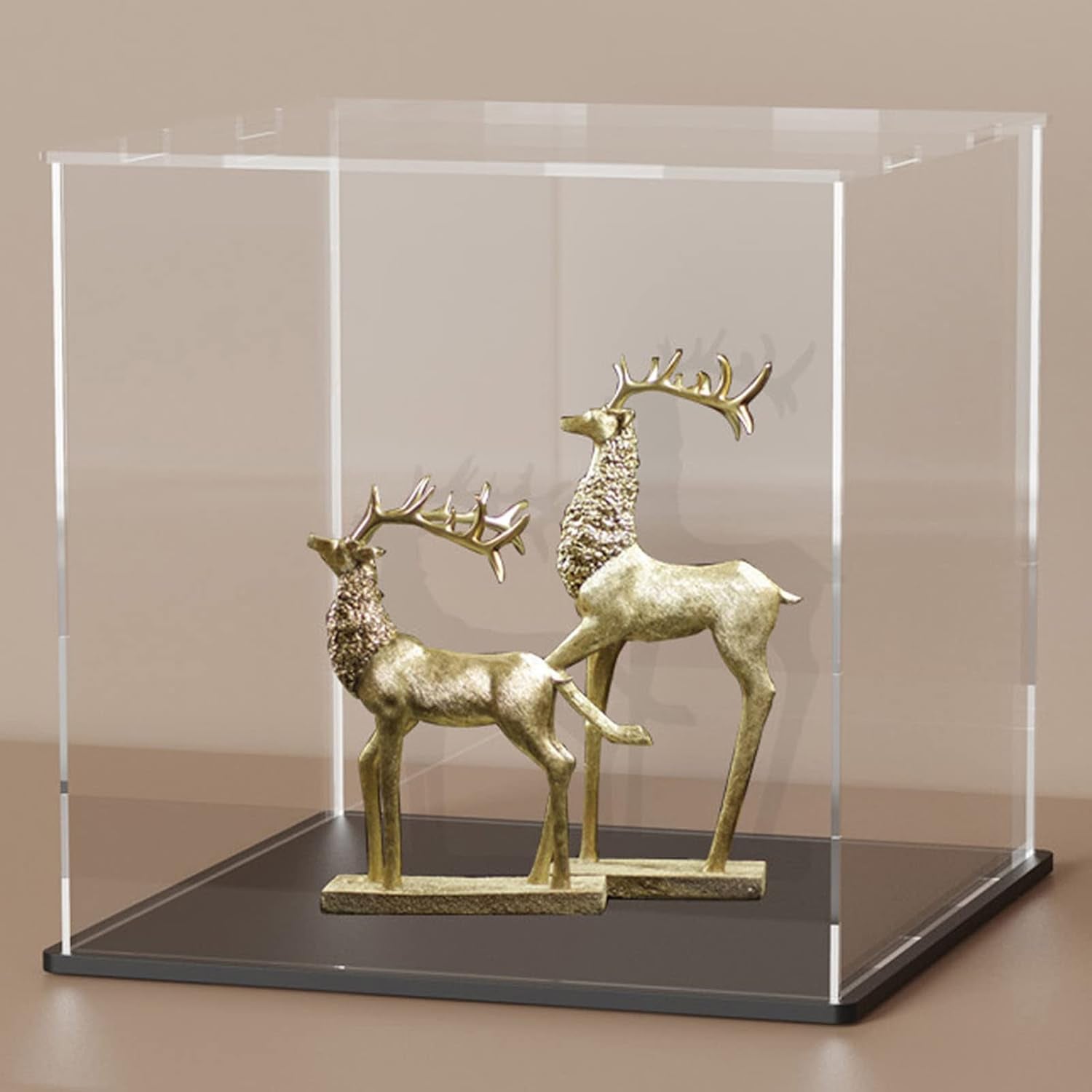 Acrylic Display Case, 8X8X8 Inch Cube, Clear Acrylic Box with Matte Black Base and Lid for Collectibles and Figures