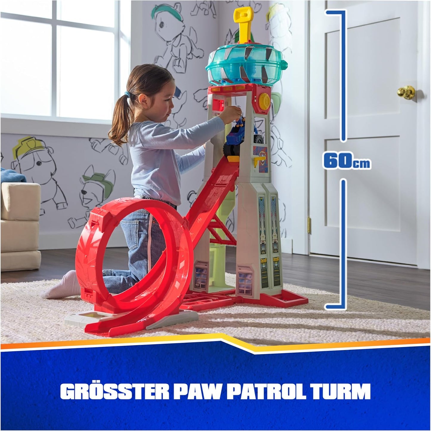 : Rescue Wheels Super Loop Tower HQ, with Light, Sound, Vehicle Launcher, Chase Action Figure & Toy Truck, Kids Toys for Boys & Girls Age 3+