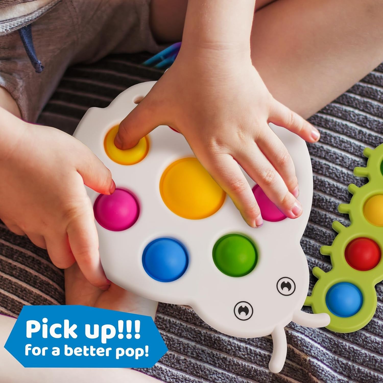 Fidget Popper Sensory Baby Toys for 10+ Months, Montessori Busy Toy for 1 2 3 Years Old Toddlers Push and Popping Bubbles Fine Motor Skill, Travel Toys for Kids Ages 1-3 Stress Relief (2 Pieces)