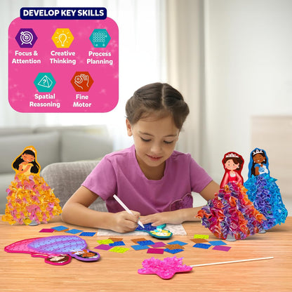 Poke-In Art - Magical Princesses, Mess-Free Fun for Kids, DIY Wood Craft Kits, Creative Activity, Gifts for Girls & Boys Ages 4, 5, 6, 7, 8, 9