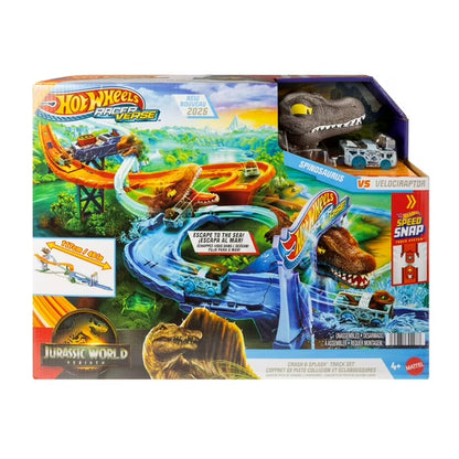 Jurassic World Hot Wheels Racer Verse Rebirth Crash and Splash Track Set