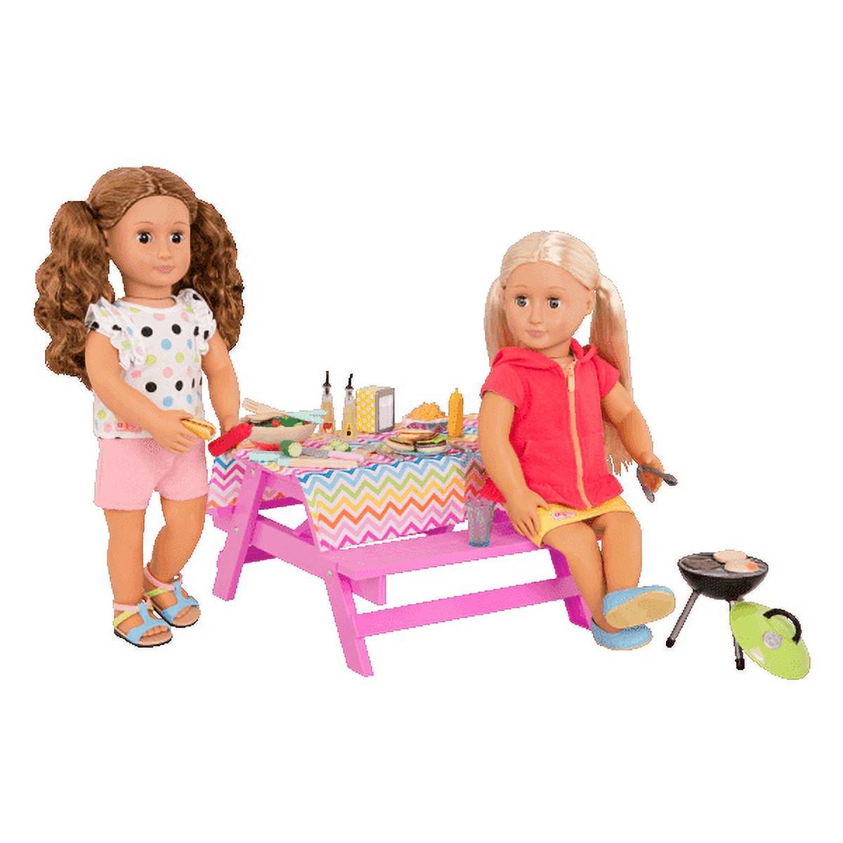 Our Generation Picknick Tisch fr Puppen 46cm Picnic Table Set for Dolls, 46 cm, Multicoloured