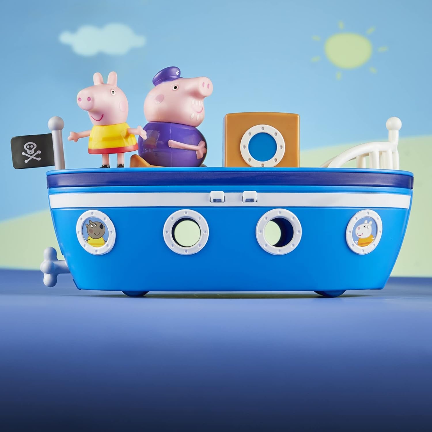 Peppa’S Adventures Grandpa Pig’S Cabin Boat Vehicle Preschool Toy: 1 Figure, Removable Deck, Rolling Wheels, for Ages 3 and Up