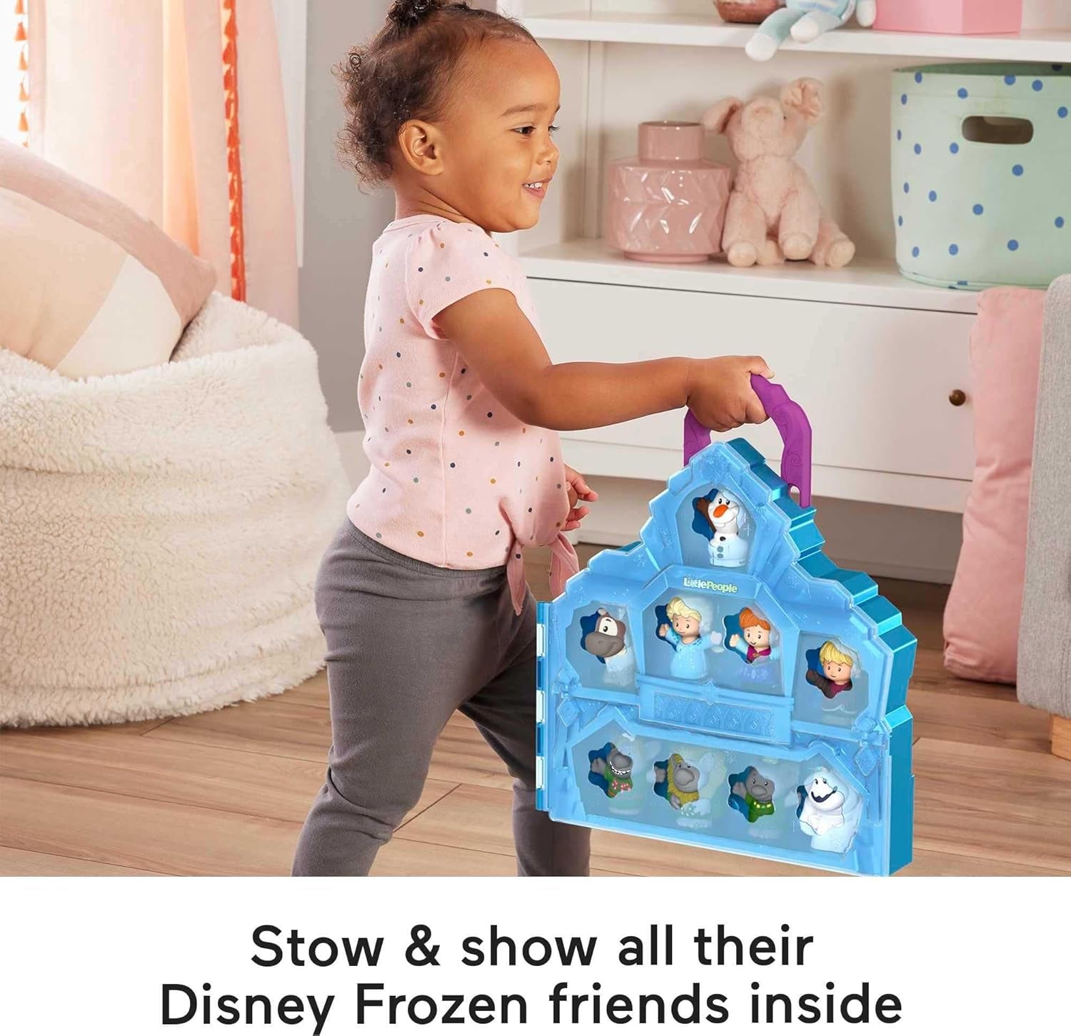 Little People Toddler Toy Disney Frozen Carry along Castle Case Playset with Figures for Pretend Play Kids Ages 18+ Months​