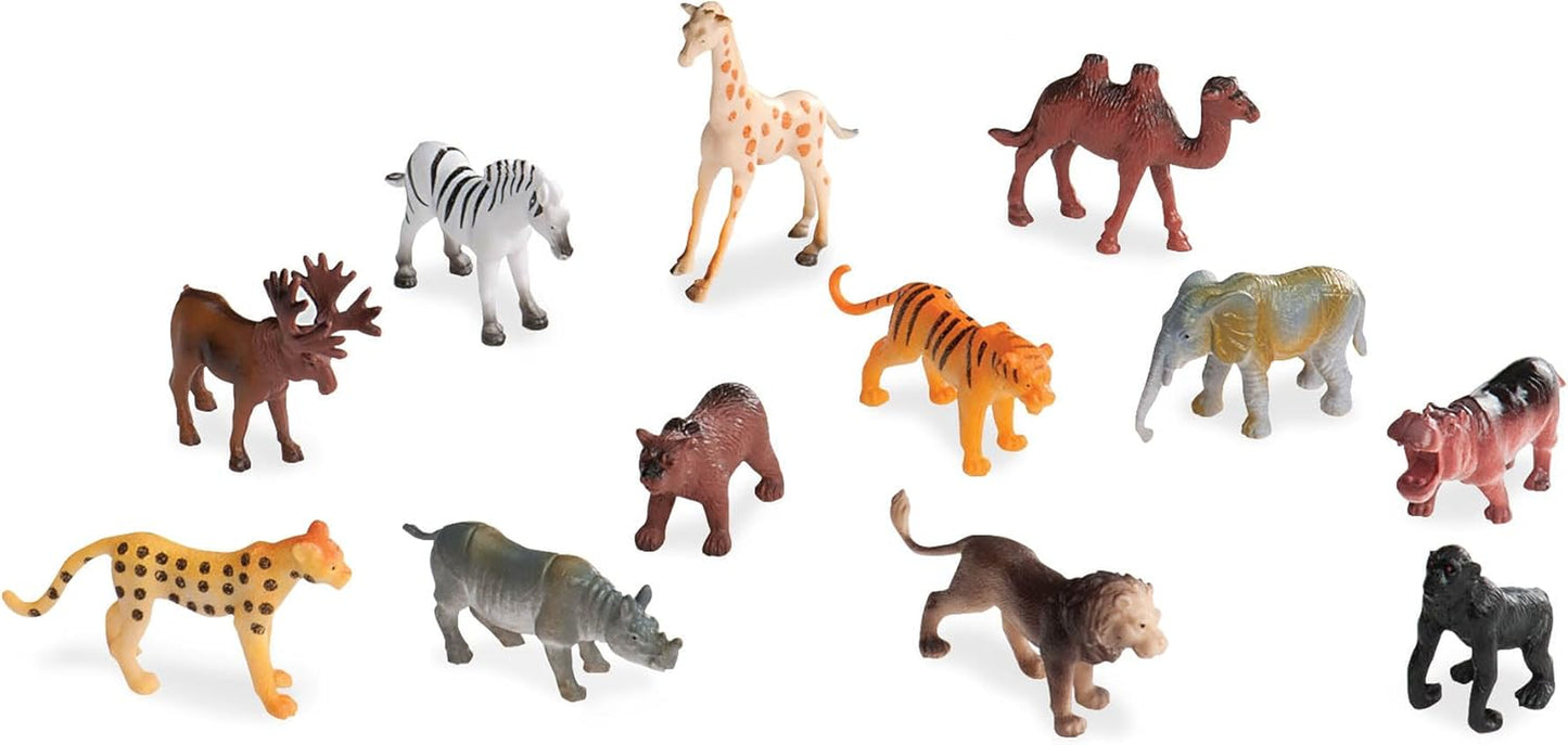 – 60 Pcs Wild Creatures Tube – Realistic Mini Animal Figurines – Lion, Hippo, Tiger, Bear & More Safari Animals – Plastic Educational Toys for Kids and Toddlers 3 Years +