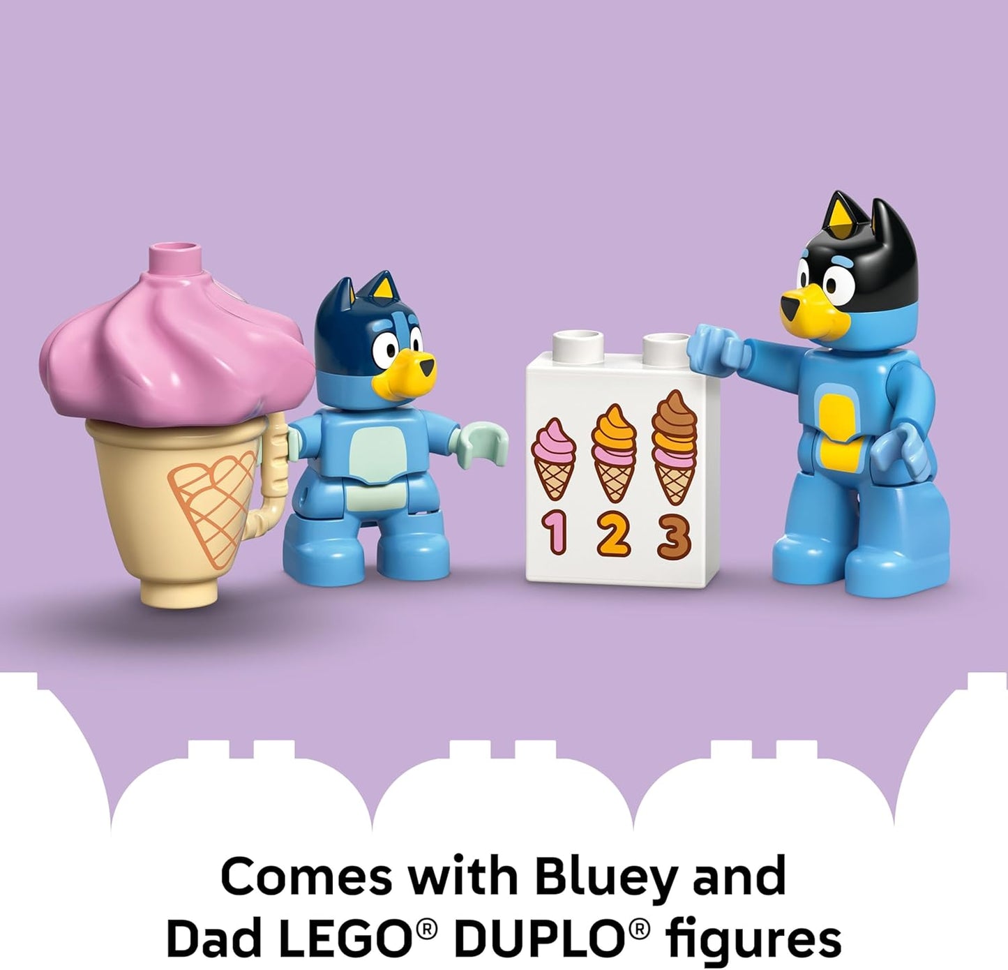 DUPLO Bluey Ice Cream Trip with Bluey - Toddler Toy for Kids, Boys, and Girls Ages 2+ - Includes Bluey Figure and Ice Cream Toy Stand - Sensory Toy for Pretend Play - Preschool Gift Idea - 10458