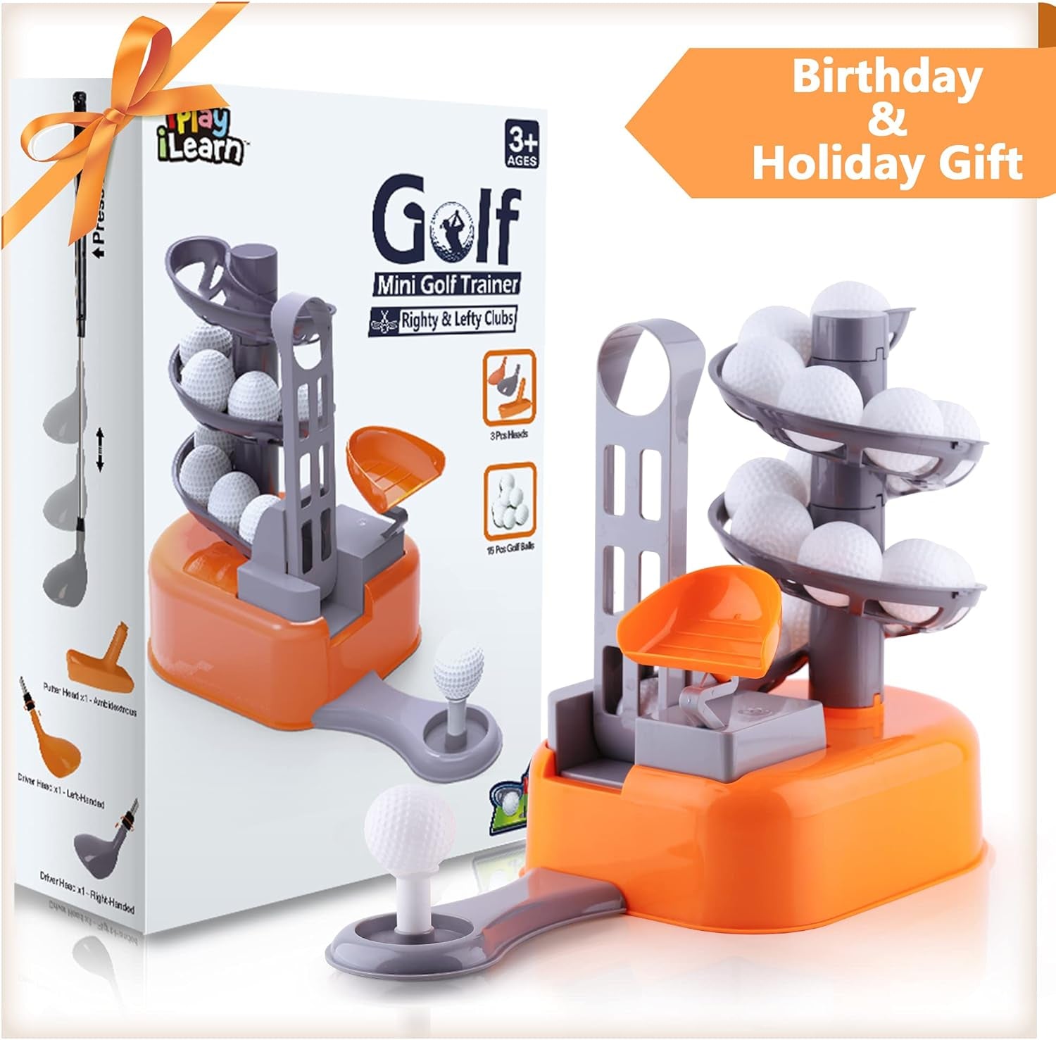 Kids Golf Toys Set W/Left & Right Club Head, Boys Outdoor Sport Toy Age 3-5, Toddler Indoor Golf Ball Game, Child Exercise Active, Yard Play Birthday Gift 4 6 7 8 Year Olds Toddler Girl