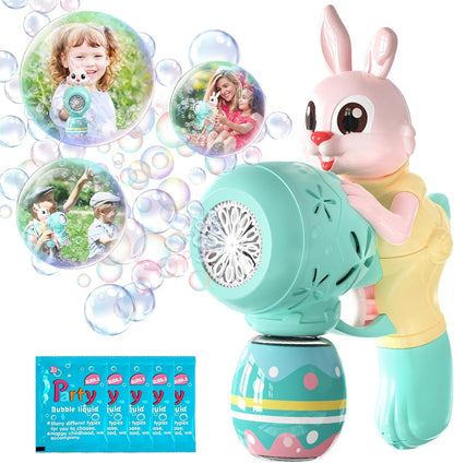 Easter Toys-Bunny Bubble Machine for Kids,Easter Eggs,Automatic Bubble Maker Blower Machine for Toddlers,Bubble Blaster, Birthday Gifts for Age 3+ Years Old Boys Girls(Blue)