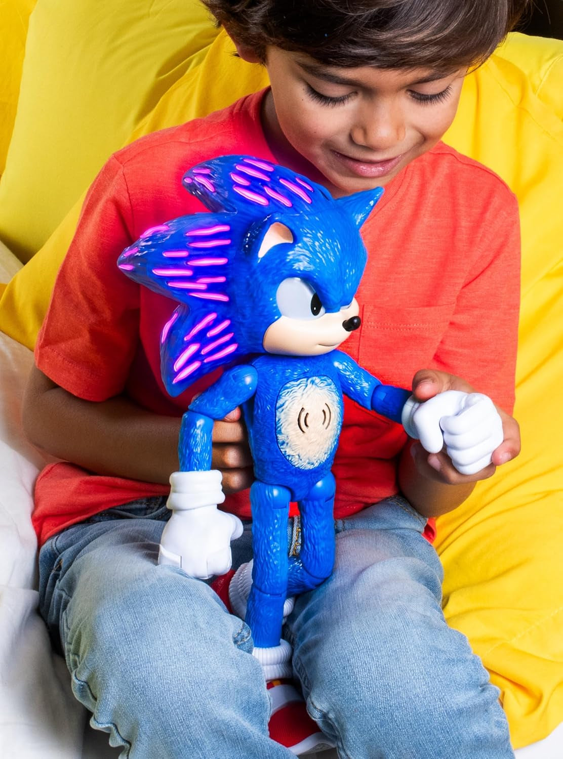 3 Ultimate Talking Sonic 12-Inch Figure, Features 30+ Iconic and Humorous Phrases and Sounds from the Movies, Light-Up Eyes and Quills