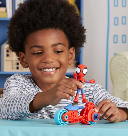 Marvel , Spidey Action Figure with Toy Motorcycle, Preschool Toys for 3 Year Old Boys and Girls and Up