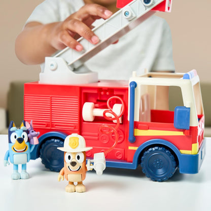 Firetruck Toy with Firefighter Bingo, Bob Bilby Figures | Extendable Ladder & Hose | Includes Stickers - Perfect for Kids Ages 3+