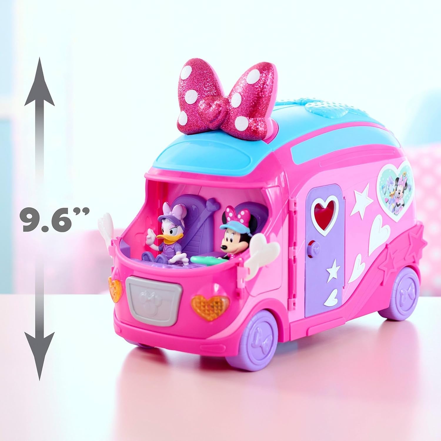 Disney Junior Minnie Mouse Bows-A-Glow Rolling Glamper 13-Piece Figures and Playset, Kids Toys for Ages 3 Up, Amazon Exclusive by