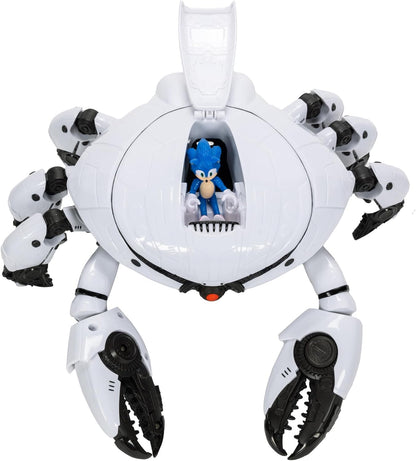 Sonic 3 Movie Toys Crab Mech Pinching Claws Playset with 2.5 Inch Sonic Action Figure Officially Licensed 3 Movie Playset Toys for Kids