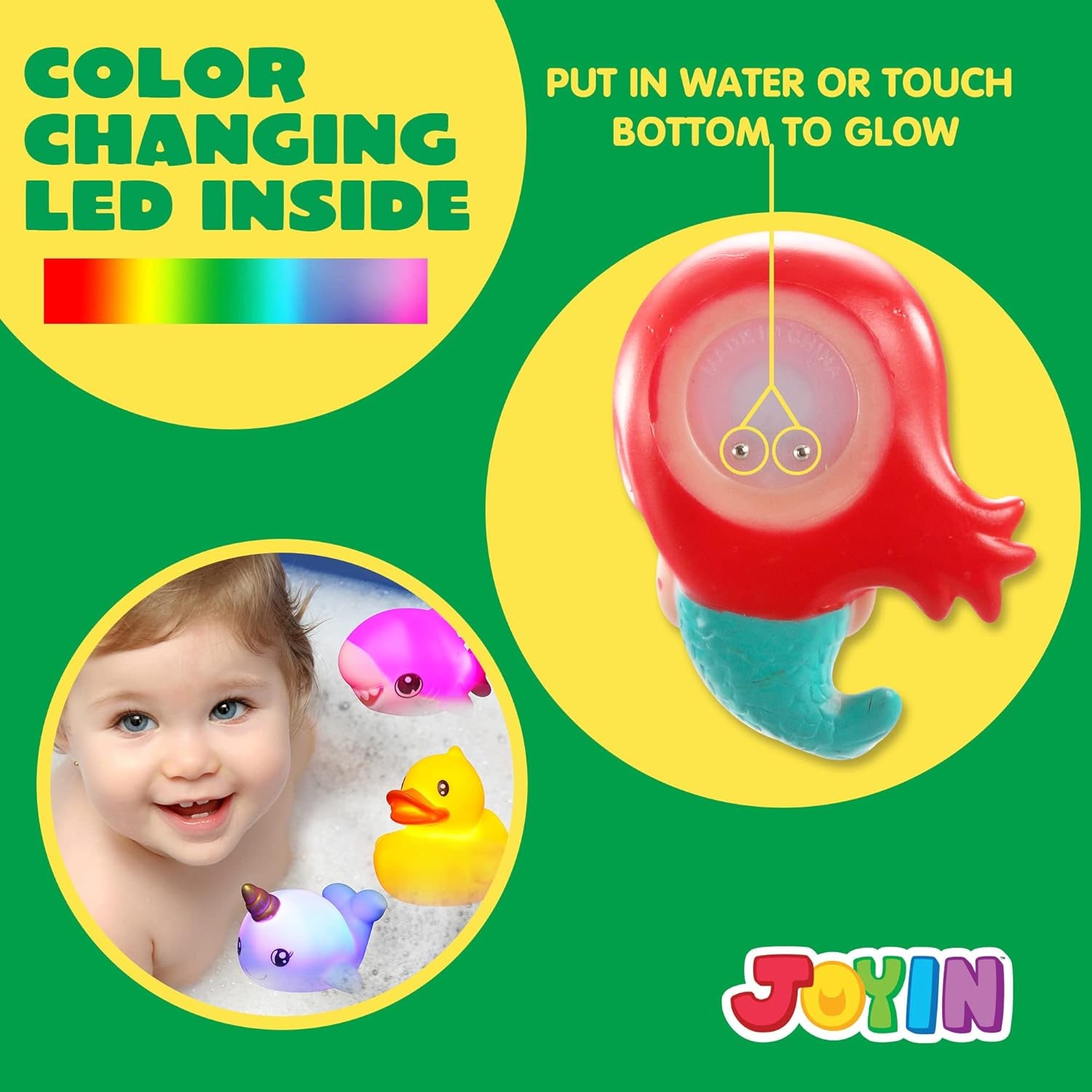 12 PCS Light up Bath Toys, Toddler Flashing Colourful LED Bathtub Mermaid Toy, Baby Bathtime Floating Rubber Shower Gifts for Infant Kids Boy Girl Valentines Easter Gifts Swimming Pool Party