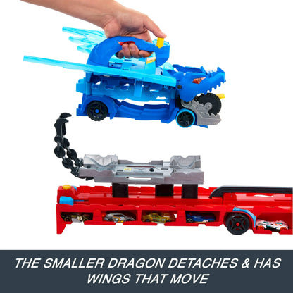 Hot Wheels City Hot Wheels Ultimate Dual Dragon Transporter & 2 1:64 Scale Toy Cars
