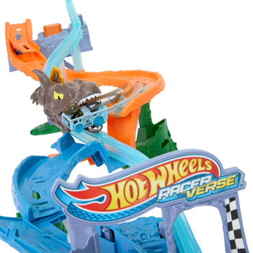 Jurassic World Hot Wheels Racer Verse Rebirth Crash and Splash Track Set