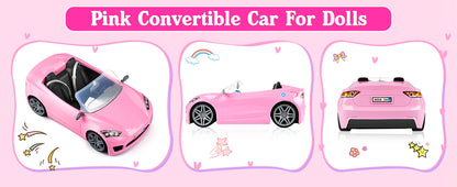 76 Pcs Doll & Convertible Car Playset,Included 11.5 in Doll,Doll Car,Princess Dresses,Fashion Dresses,Casual Clothing,Swimsuits,Bags,Shoes,Doll Playset,Doll Dress up Toys for Girls Kids Toddlers Gifts