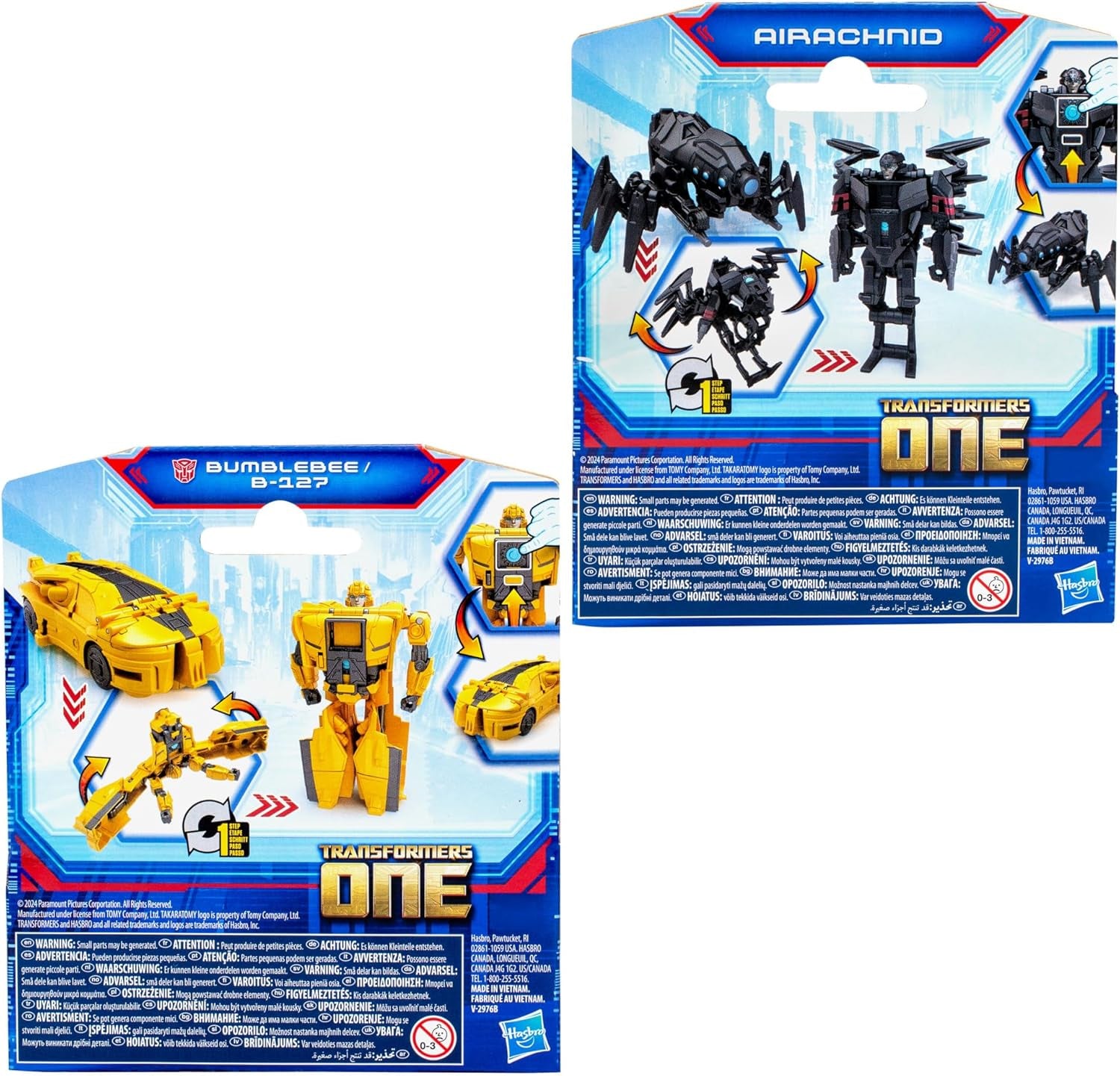 : One Cog Changer Bumblebee (B-127) & Airachnid, 4-Inch Robot Action Figures, Interactive Toys for Boys & Girls Ages 6 and Up