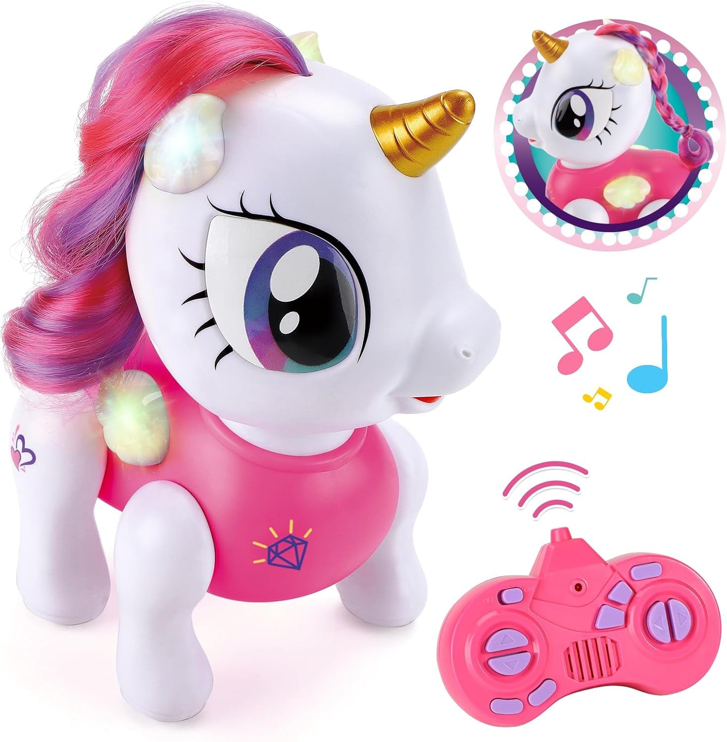 Remote Control Robot Pets Toys for Ages 5-7，Interactive Voice Control，Rechargeable & Recordable，Touch Sensing，Stem Toy Program Treats, Walking, Dancing Robot Toys for Girls (Purple)