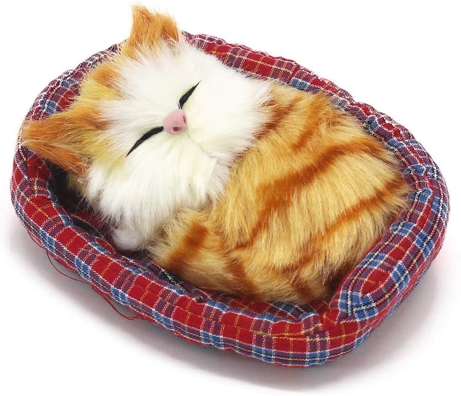 2Pcs Sleeping Cat in Pet Pad Doll Toy, Mini Kitten in Pet Pad with Meows Sounds Decor for Office Desk Hand Toy Gift for Kids Boys Girls