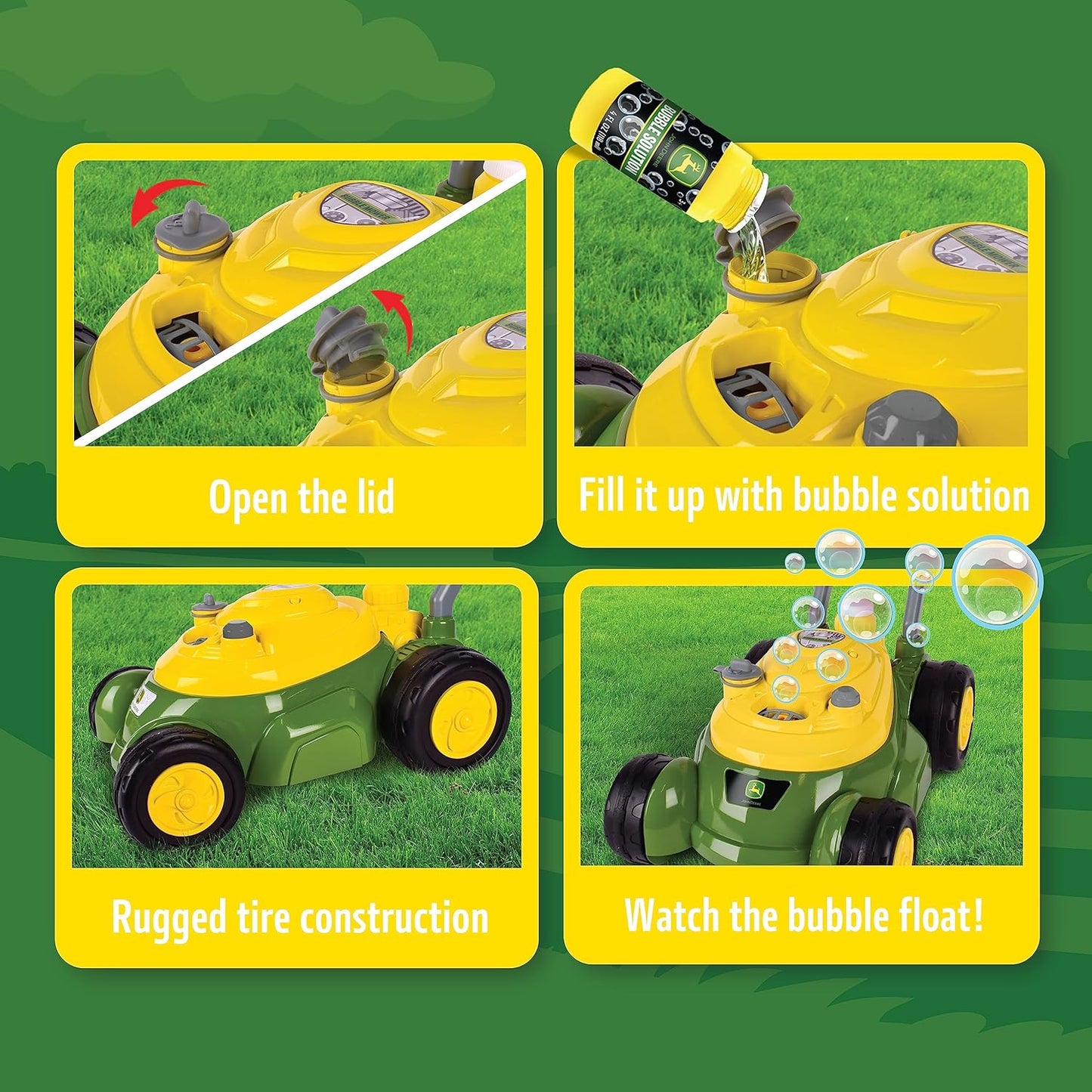 Bubble Lawn Mower for Toddlers, Bubble Blowing Machines, Indoor and Outdoor Gardening Toy, Birthday, Party Favor for Preschool Girls and Boys, No Batteries Required, 2+