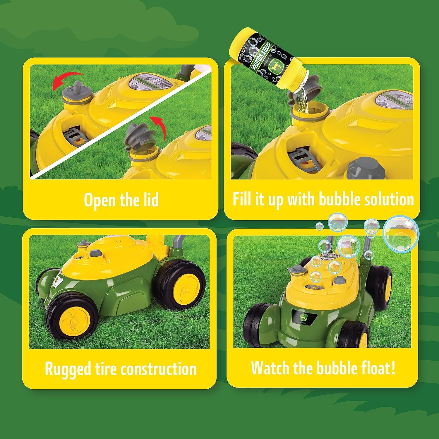 Bubble Lawn Mower for Toddlers, Bubble Blowing Machines, Indoor and Outdoor Gardening Toy, Birthday, Party Favor for Preschool Girls and Boys, No Batteries Required, 2+