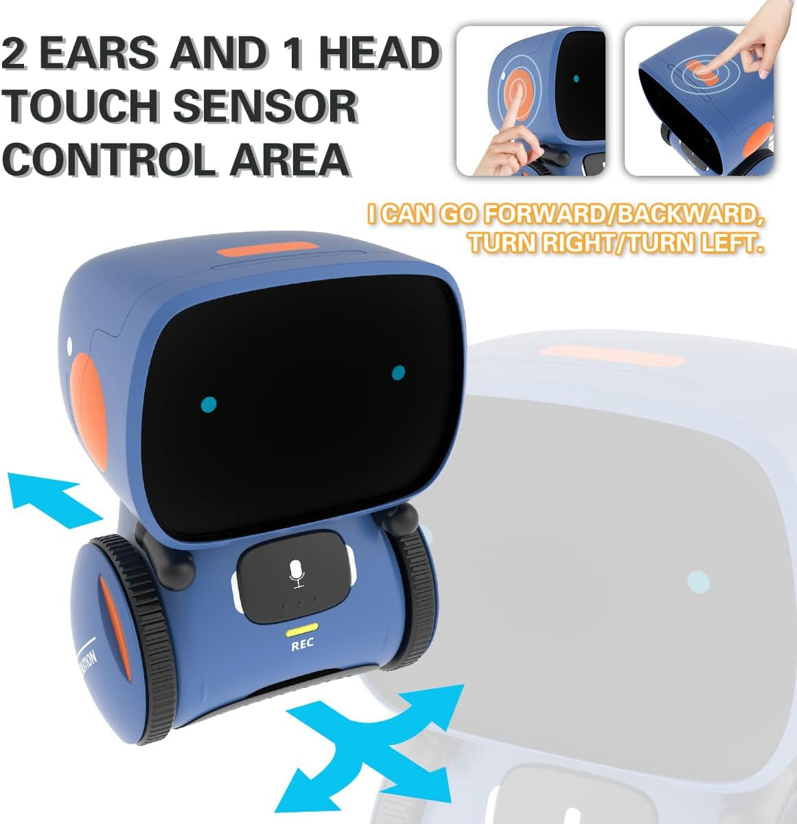 Robot Toys for Boys and Girls, Voice Control and Touch Sensor Interactive Smart Talking Robots Intelligent Partner and Teacher with Singing, Dancing, Repeating, Toy Gifts for Kids Age 3 and Up