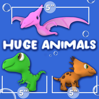 Mold Free Dinosaur Bath Toys, No Hole Bath Toys for Toddlers, Bathtub Dinosaur Set for Kids, No Mold Floating Water Dino Set for Pool, Bpa-Free Safe Fun, Infant Babies Ages 1 3 6 12 18 Mo