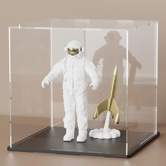 Acrylic Display Case, 8X8X8 Inch Cube, Clear Acrylic Box with Matte Black Base and Lid for Collectibles and Figures