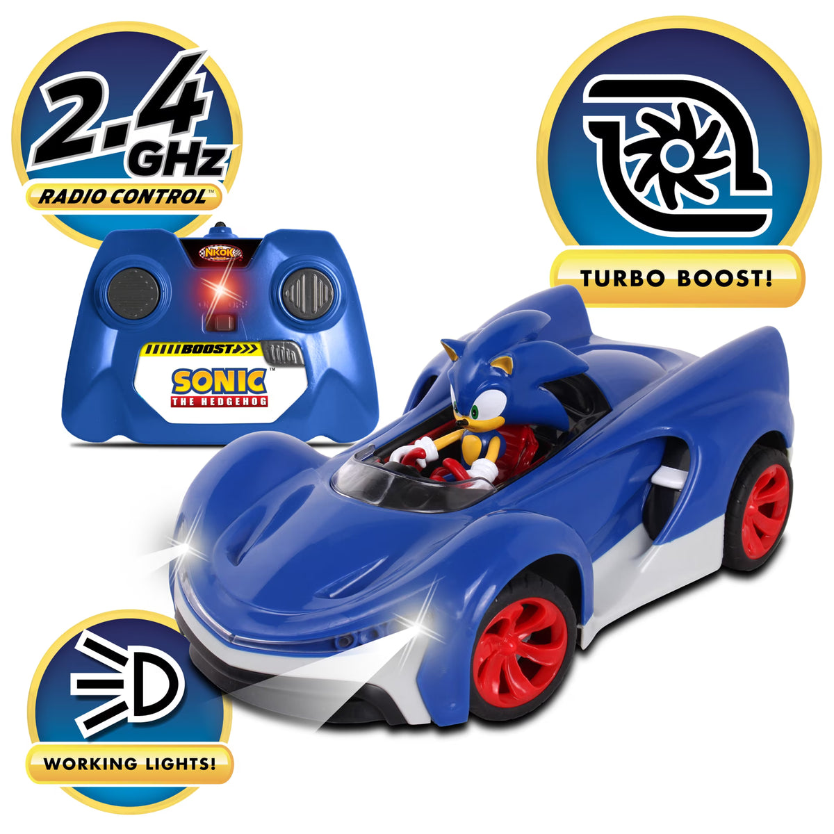 NKOK Sonic RC racing vehicle toy with 2.4 GHz remote control for ages 6 and up