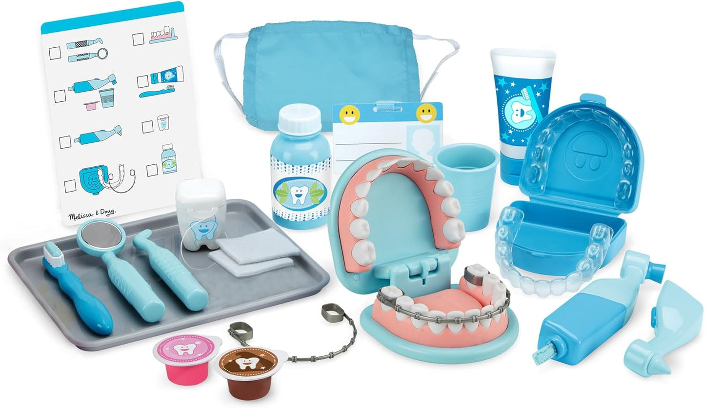 Super Smile Dentist Kit with Pretend Play Set of Teeth and Dental Accessories (25 Toy Pieces) Pretend Dentist Play Set, for Kids Ages 3+