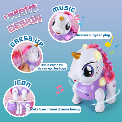 Remote Control Robot Pets Toys for Ages 5-7，Interactive Voice Control，Rechargeable & Recordable，Touch Sensing，Stem Toy Program Treats, Walking, Dancing Robot Toys for Girls (Purple)