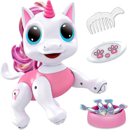 Robo Pets Unicorn Toy for Girls and Boys - Remote Control Robot Toys with Interactive Hand Motion Gestures, STEM Programmable Treats, Walking, Dancing Robot Unicorn Kids Toy (Pink)