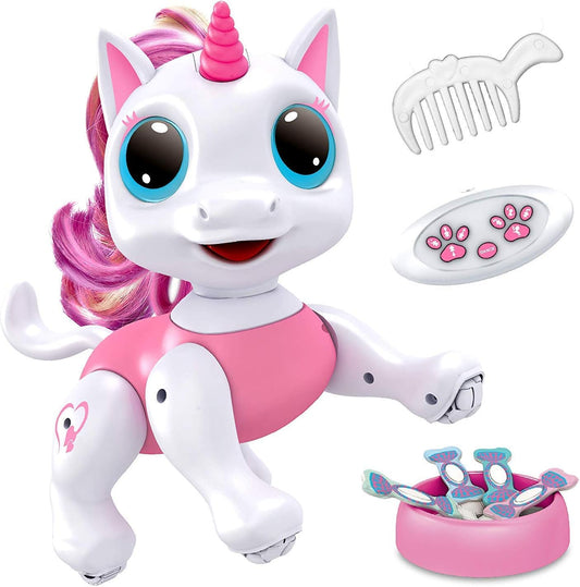 Robo Pets Unicorn Toy for Girls and Boys - Remote Control Robot Toys with Interactive Hand Motion Gestures, STEM Programmable Treats, Walking, Dancing Robot Unicorn Kids Toy (Pink)