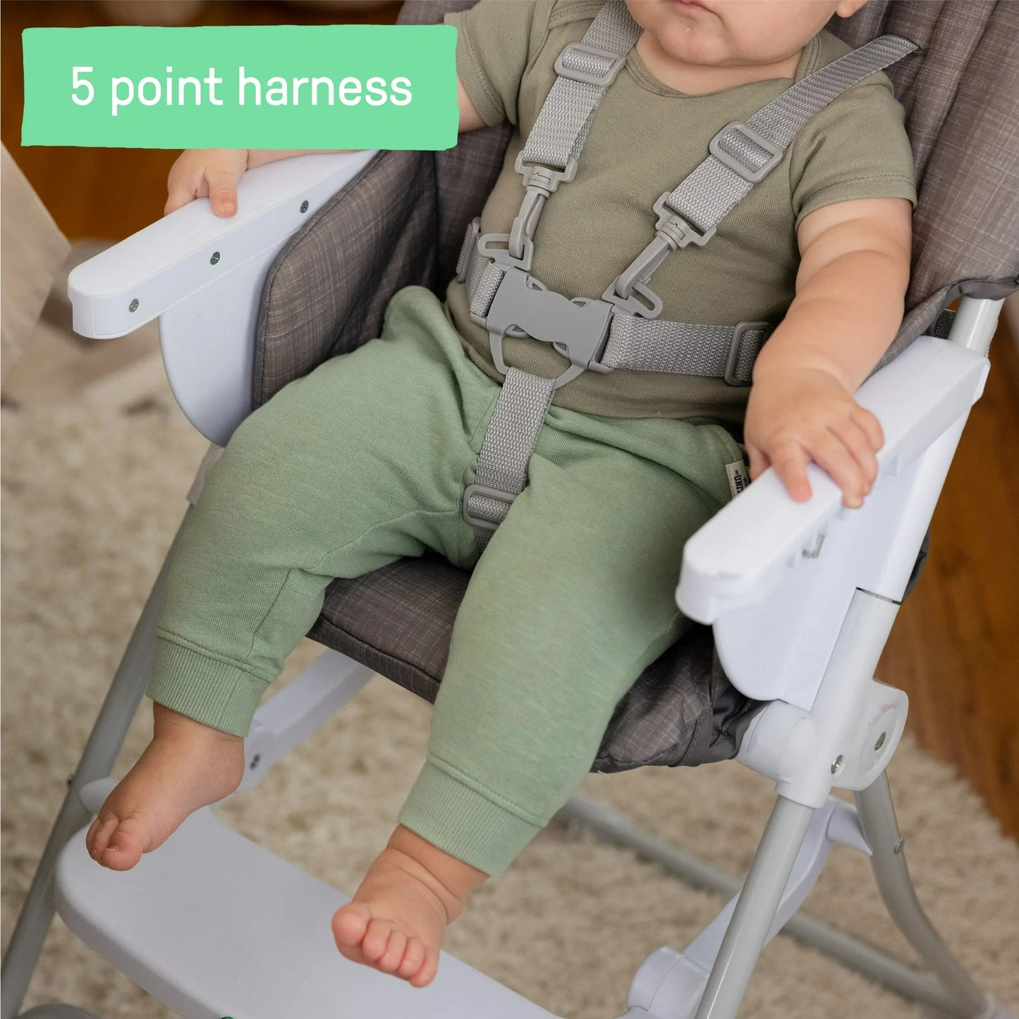 Ingenuity Sun Valley Compact Folding Baby High Chair - For Ages 6 Months and Up, Unisex - Grey