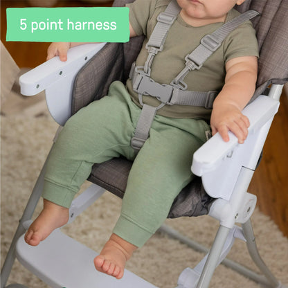 Ingenuity Sun Valley Compact Folding Baby High Chair - For Ages 6 Months and Up, Unisex - Grey