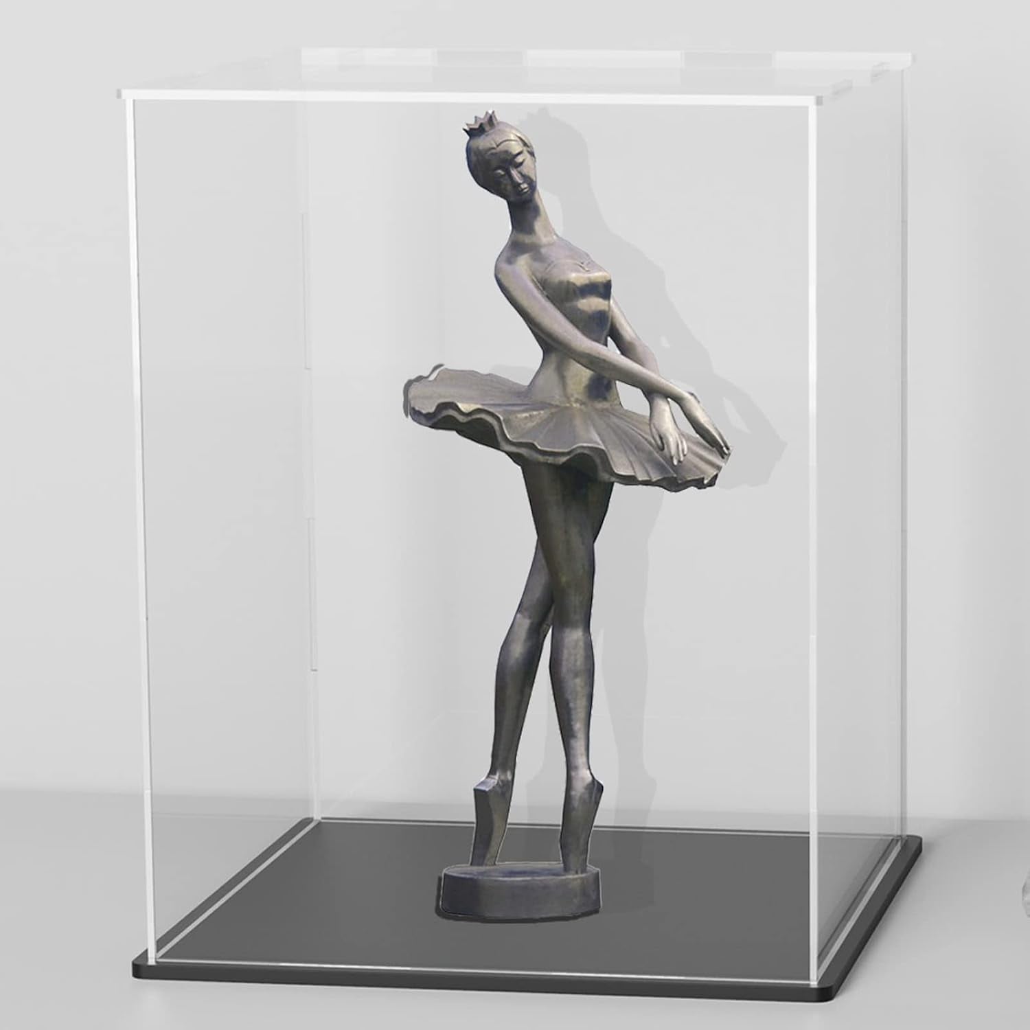 Acrylic Display Case, 8X8X8 Inch Cube, Clear Acrylic Box with Matte Black Base and Lid for Collectibles and Figures