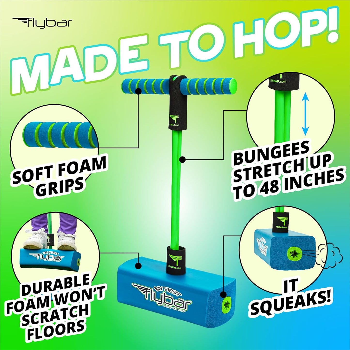 My First Foam Pogo Jumper for Kids Fun and Safe Pogo Stick for Toddlers, Durable Foam and Bungee Jumper for Ages 3 and Up, Supports up to 250Lbs