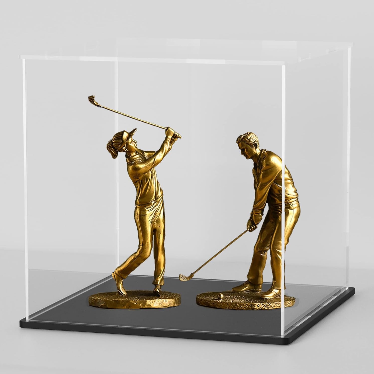 Acrylic Display Case, 8X8X8 Inch Cube, Clear Acrylic Box with Matte Black Base and Lid for Collectibles and Figures