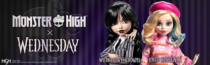 Monster High Wednesday Doll, Rave’N Wednesday Collectible in Black Gothic Gown Inspired by Dance Scene, Premium Accessories and Doll Stand