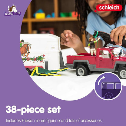 Horse Club - 38-Piece Toy Trailer and Truck Playset with Horse, Rider Action Figure and Accessories, Detailed Animal Toys for Kids Ages 5+