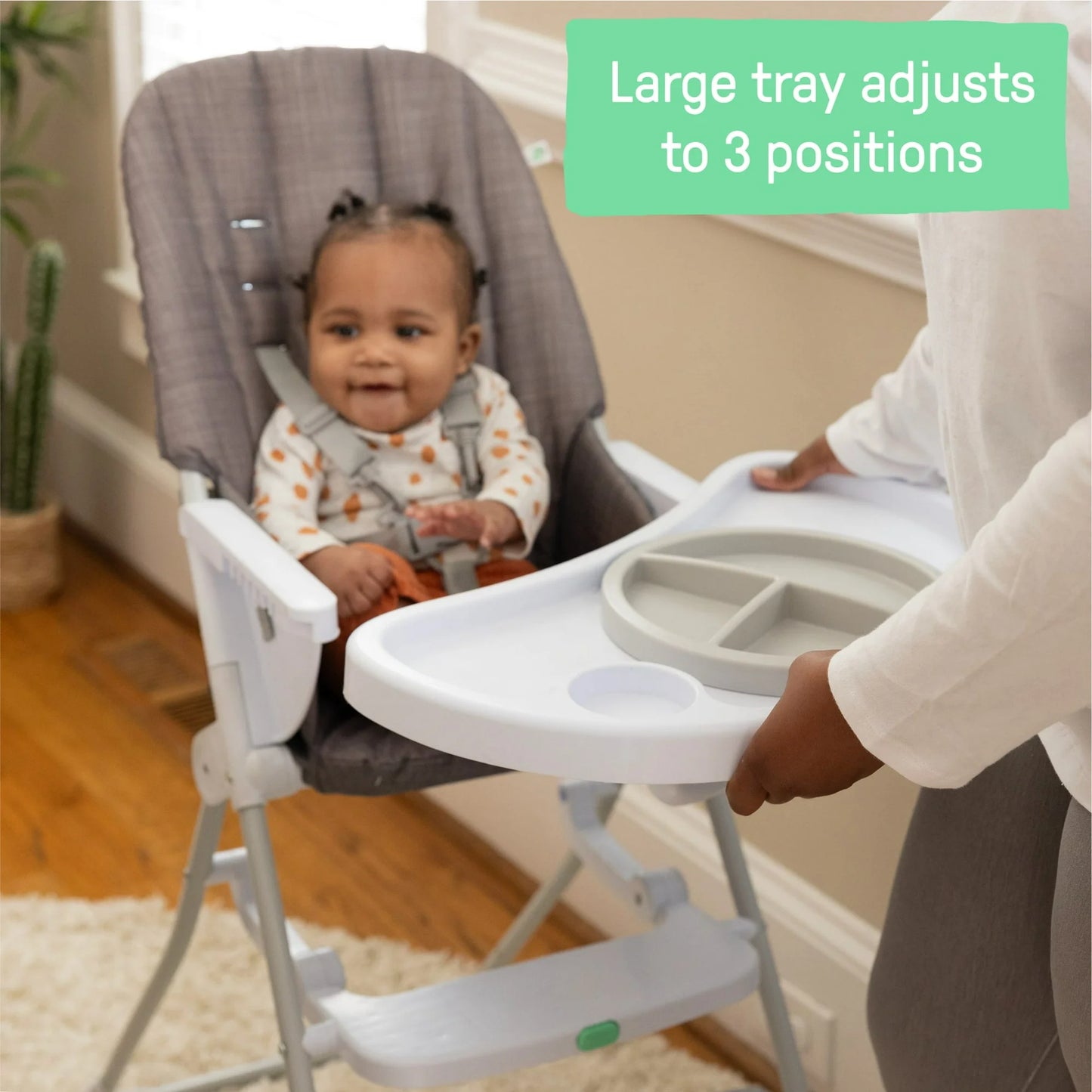 Ingenuity Sun Valley Compact Folding Baby High Chair - For Ages 6 Months and Up, Unisex - Grey