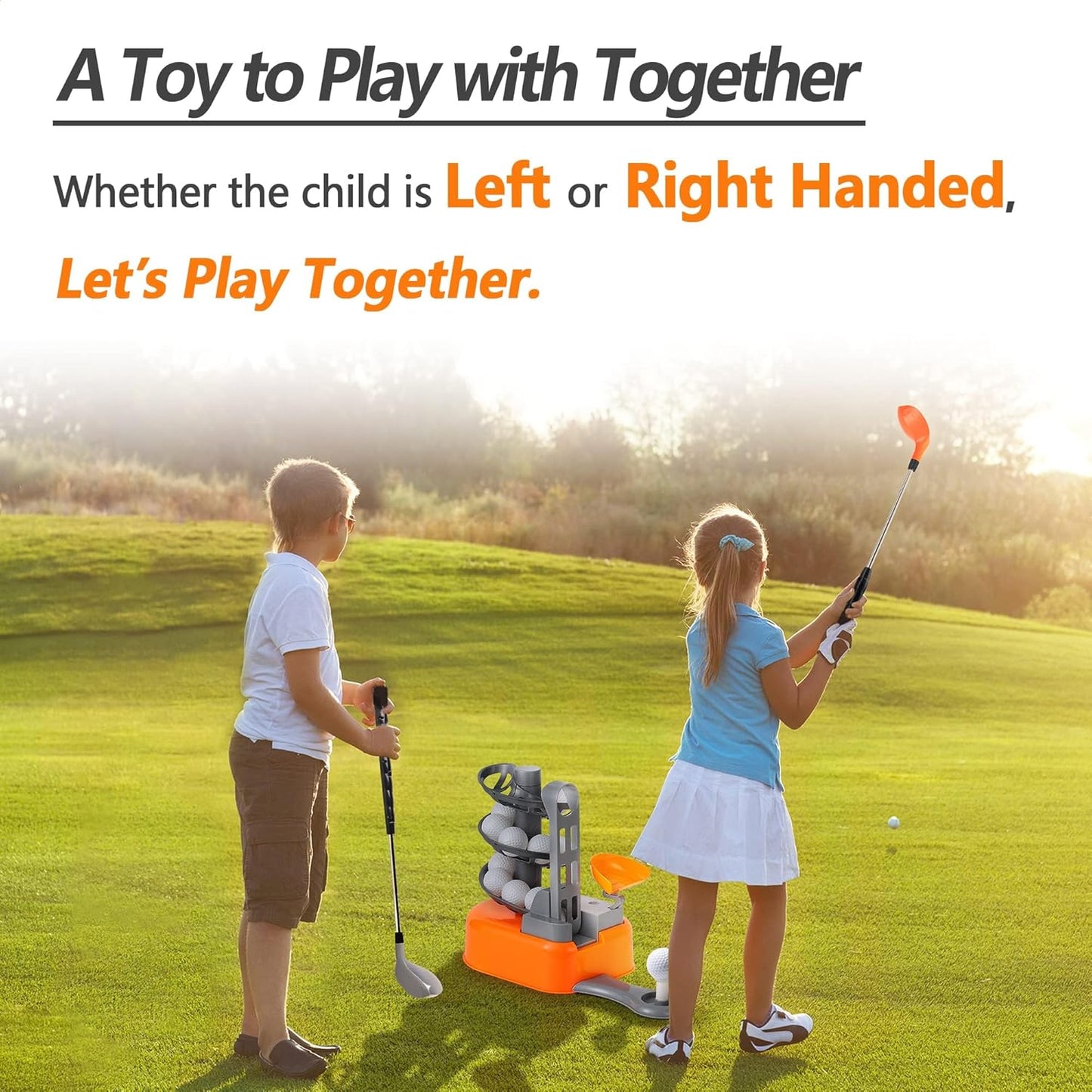 Kids Golf Toys Set W/Left & Right Club Head, Boys Outdoor Sport Toy Age 3-5, Toddler Indoor Golf Ball Game, Child Exercise Active, Yard Play Birthday Gift 4 6 7 8 Year Olds Toddler Girl