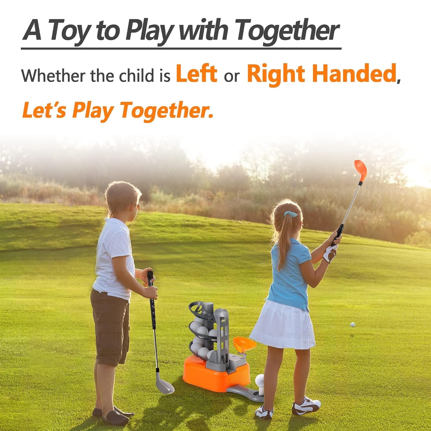 Kids Golf Toys Set W/Left & Right Club Head, Boys Outdoor Sport Toy Age 3-5, Toddler Indoor Golf Ball Game, Child Exercise Active, Yard Play Birthday Gift 4 6 7 8 Year Olds Toddler Girl