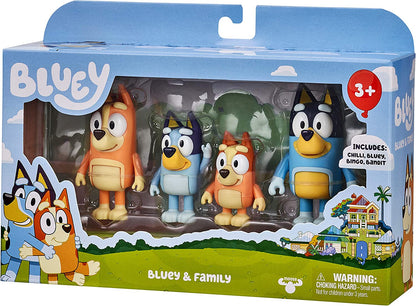 Family Figure 4-Pack – Includes , Bingo, Mum (Chilli) & Dad (Bandit), Poseable Collectible Toys for Kids, Durable Cake Toppers, for Toddlers & Fans, Ages 3+