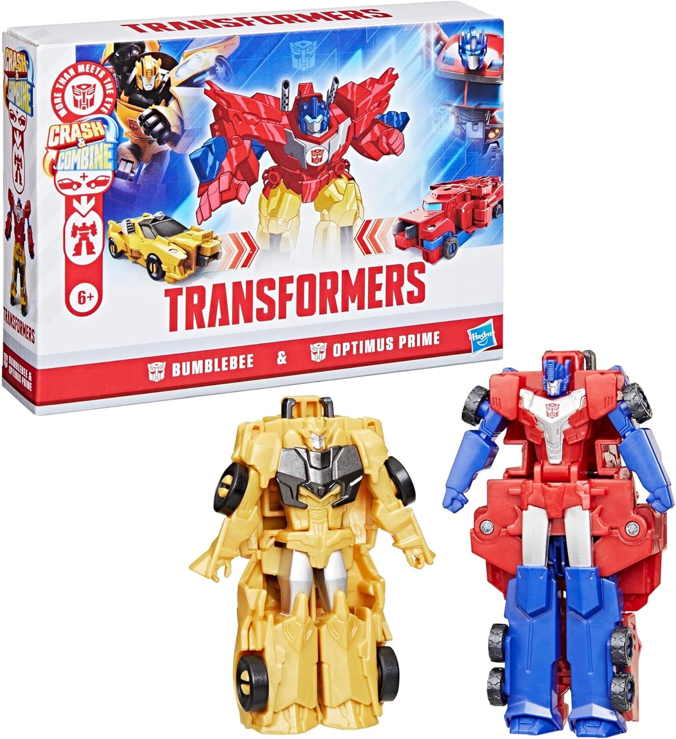 Crash & Combine Heroes, 3.75-Inch Converting Bumblebee and Optimus Prime Action Figures, Robot Toys for Kids 6 and up (Amazon Exclusive)