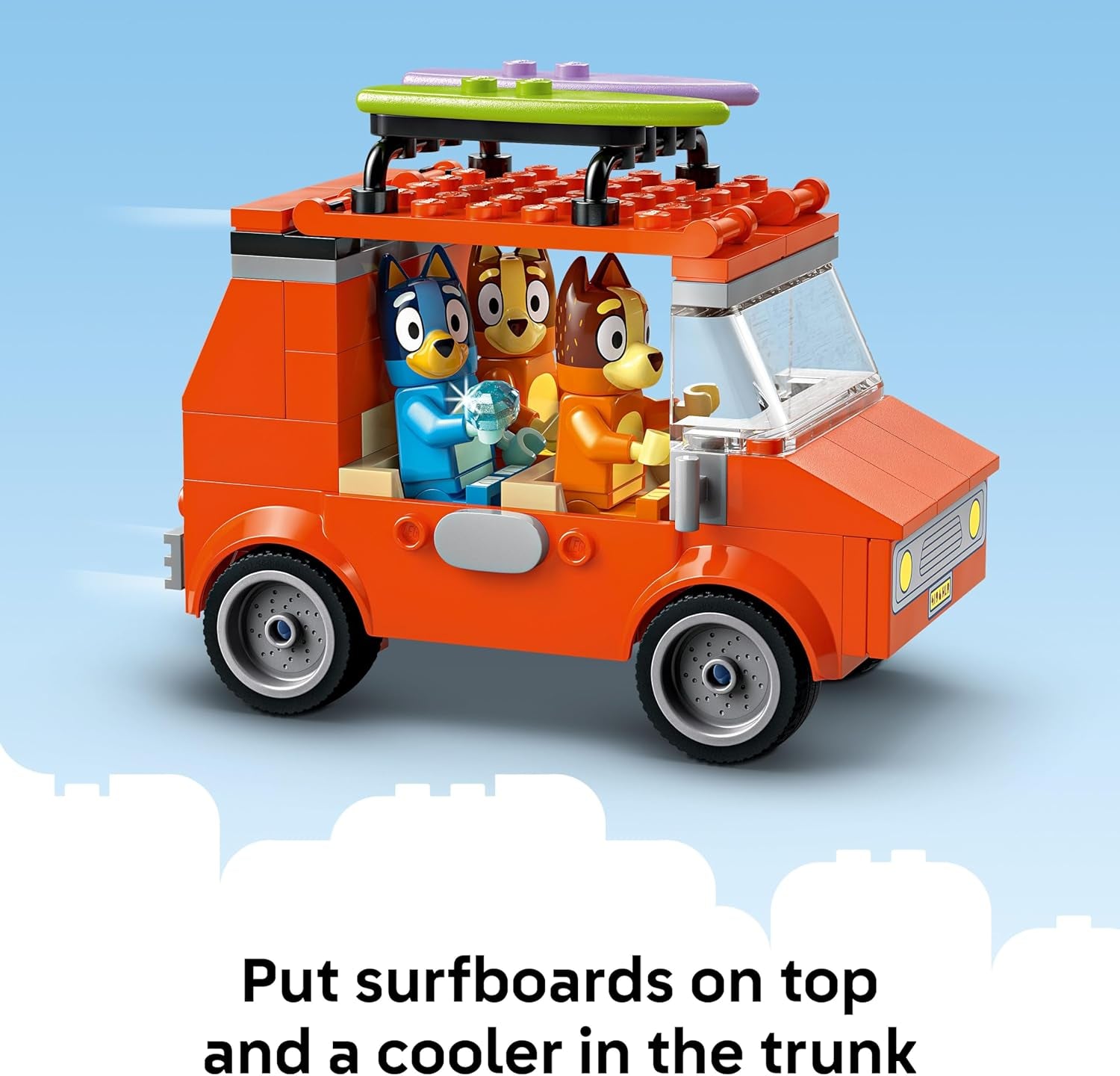 Bluey: Bluey’S Beach & Family Car Trip - Toddler Learning Toy for Kids 4+ - Includes Bluey, Bingo, and Mum Minifigures - Birthday Gift for Boys and Girls, Ages 4+ - 11202