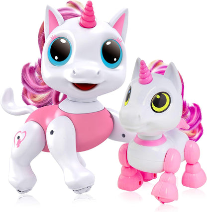 Robo Pets Unicorn Toy for Girls and Boys - Remote Control Robot Toys with Interactive Hand Motion Gestures, STEM Programmable Treats, Walking, Dancing Robot Unicorn Kids Toy (Pink)